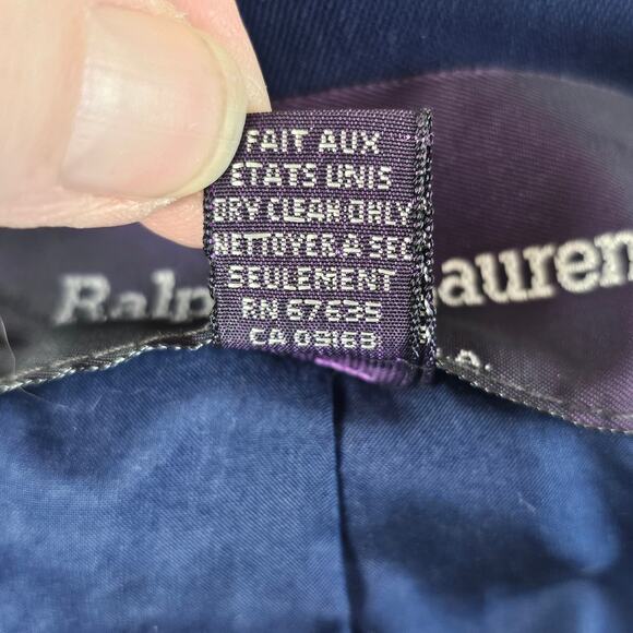 Jacket RARE Vintage Ralph Lauren 80s double breasted  navy blazer as is size 8 - Picture 15 of 16